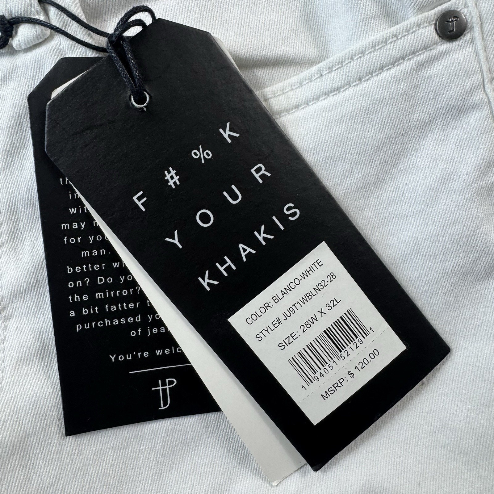 The Perfect Jean White Slim Fit Mens Denim Jean Size 28x32 Nwt — image 5 of 6